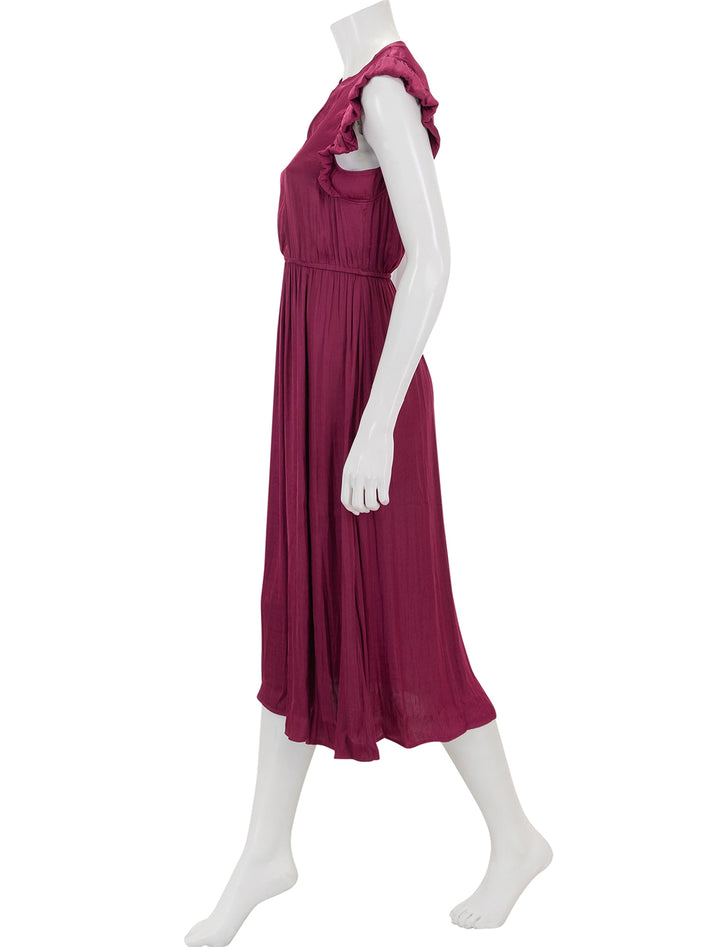 Side view of Steve Madden's allegra dress in forest berry.