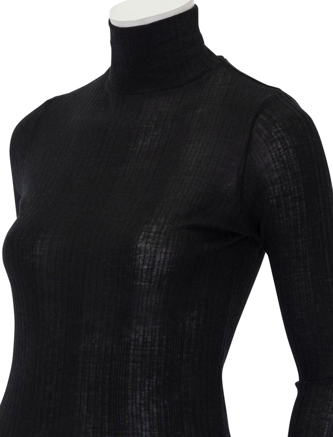 Close-up view of Nation LTD.'s rene turtleneck in jet black.