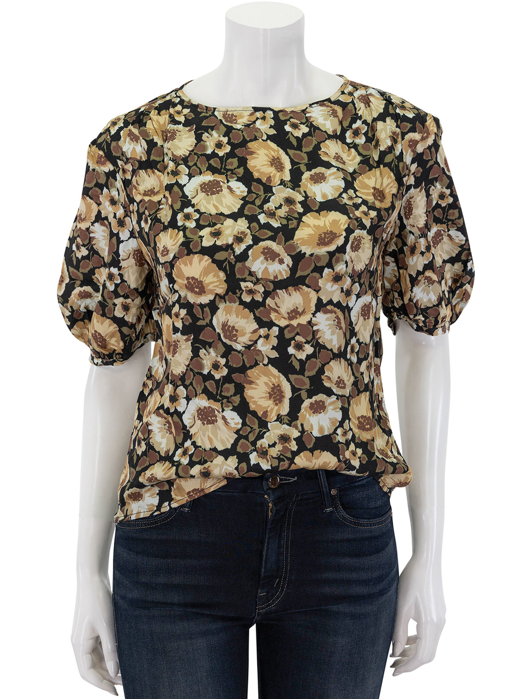 Front view of Nation LTD's luisa drape top in night floral.