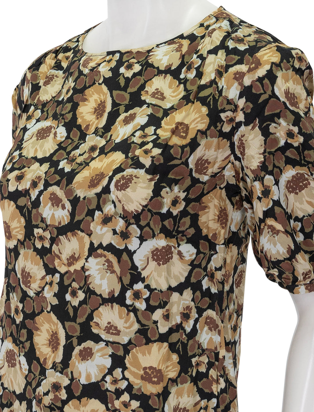 Close-up view of Nation LTD's luisa drape top in night floral.