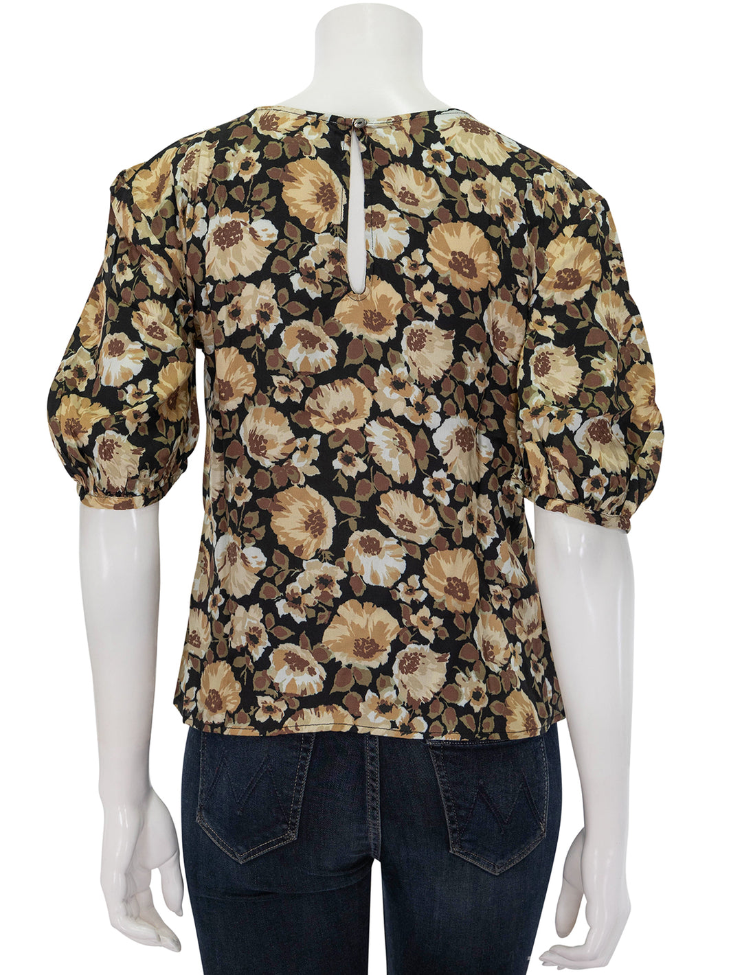 Back view of Nation LTD's luisa drape top in night floral.