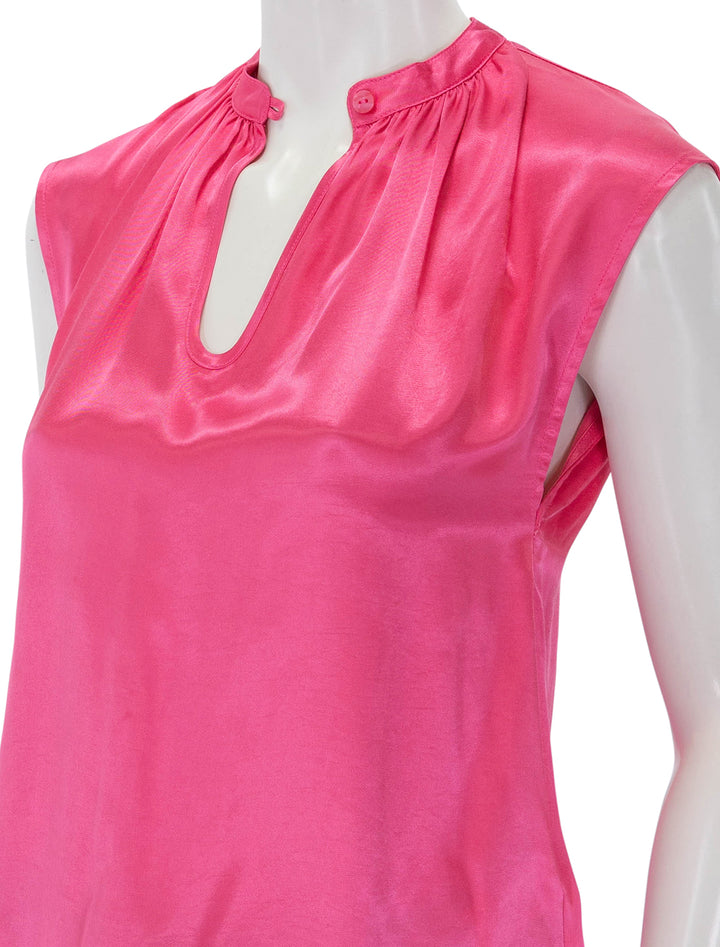 Close-up view of Nation LTD's jeanne top in pink flambe.