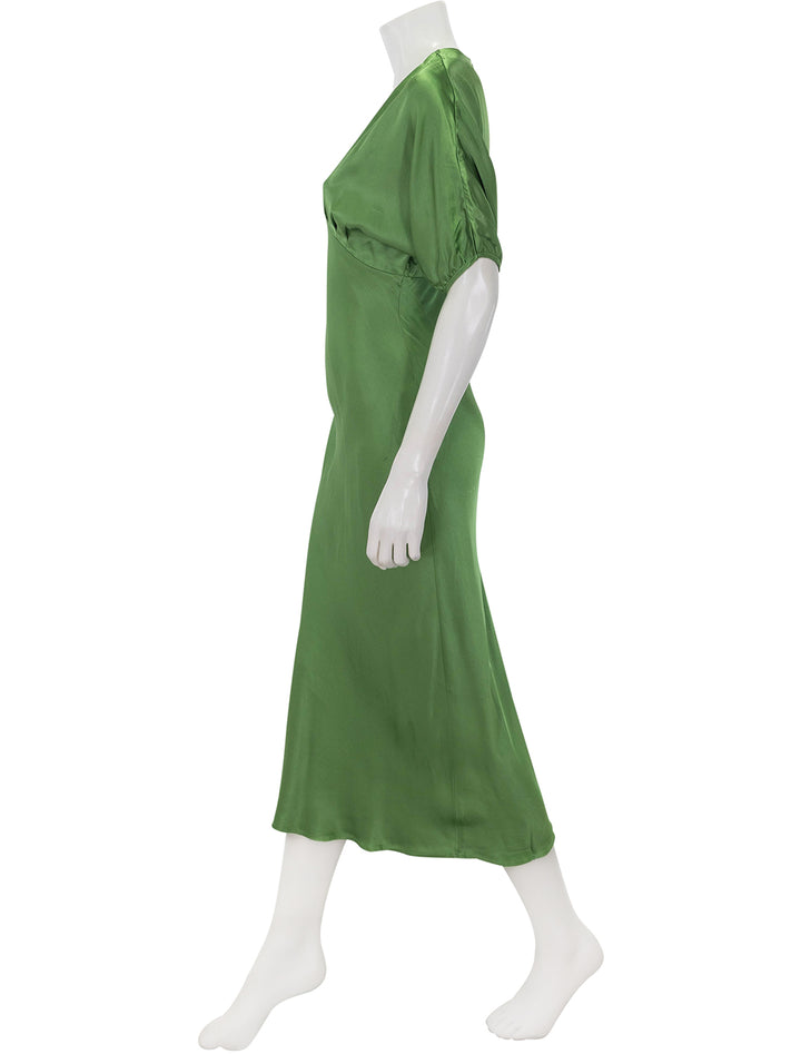 Side view of Nation LTD's lily-rose dress in salon green.