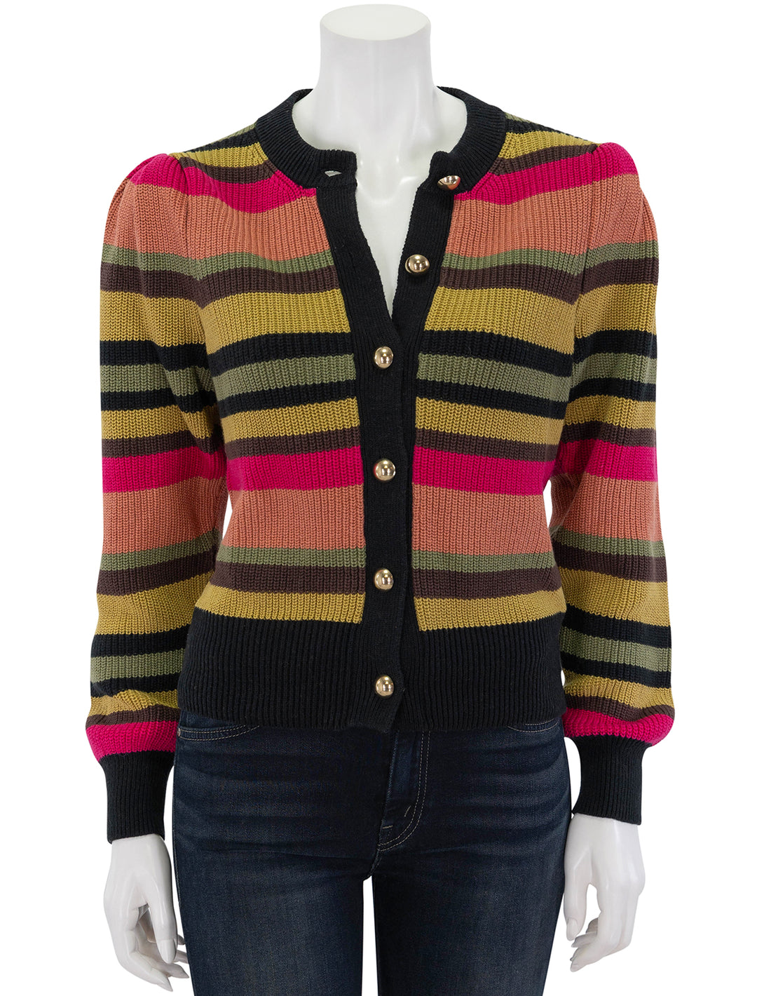 Front view of Nation LTD's carmela cardigan in vintage stripe.