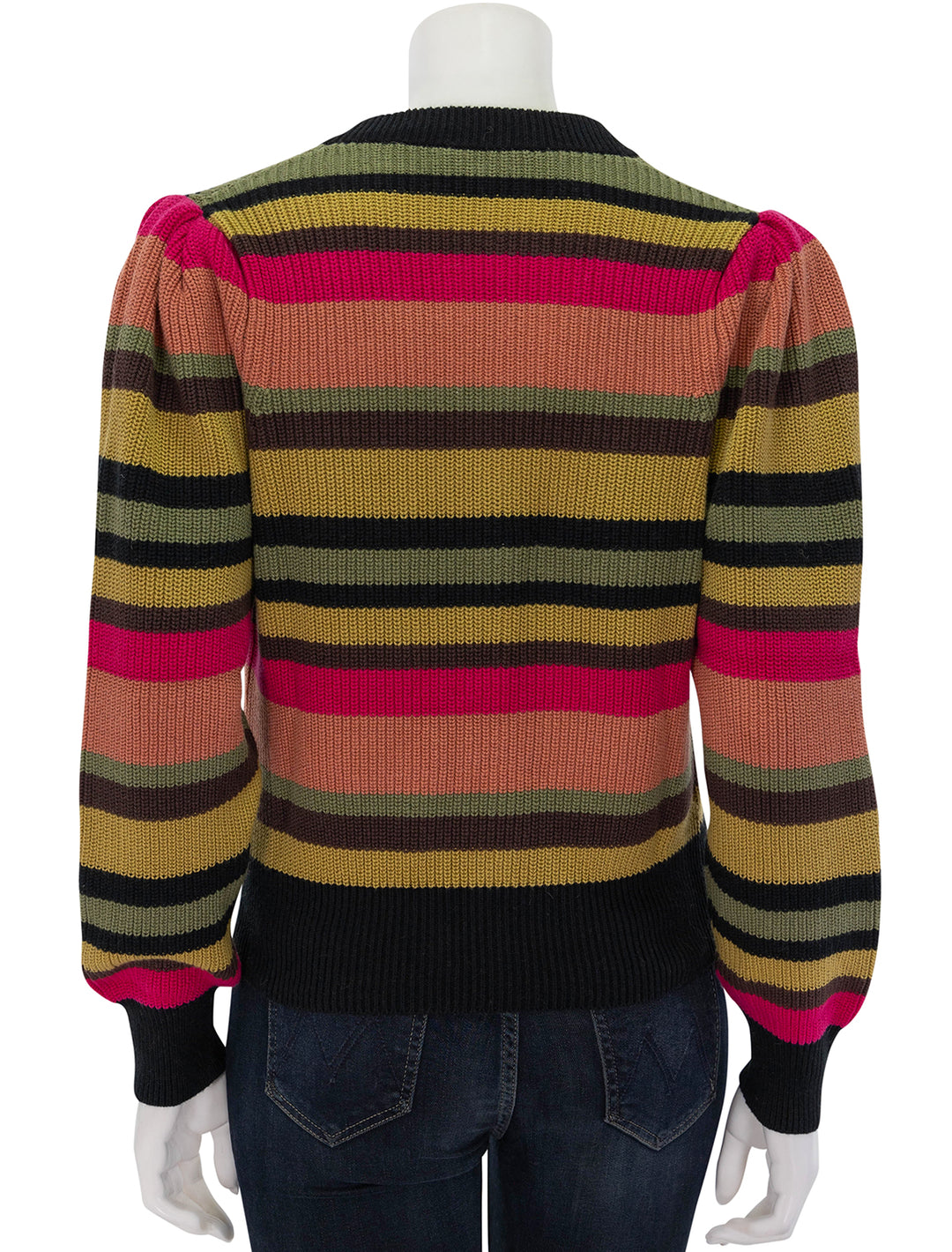 Back view of Nation LTD's carmela cardigan in vintage stripe.