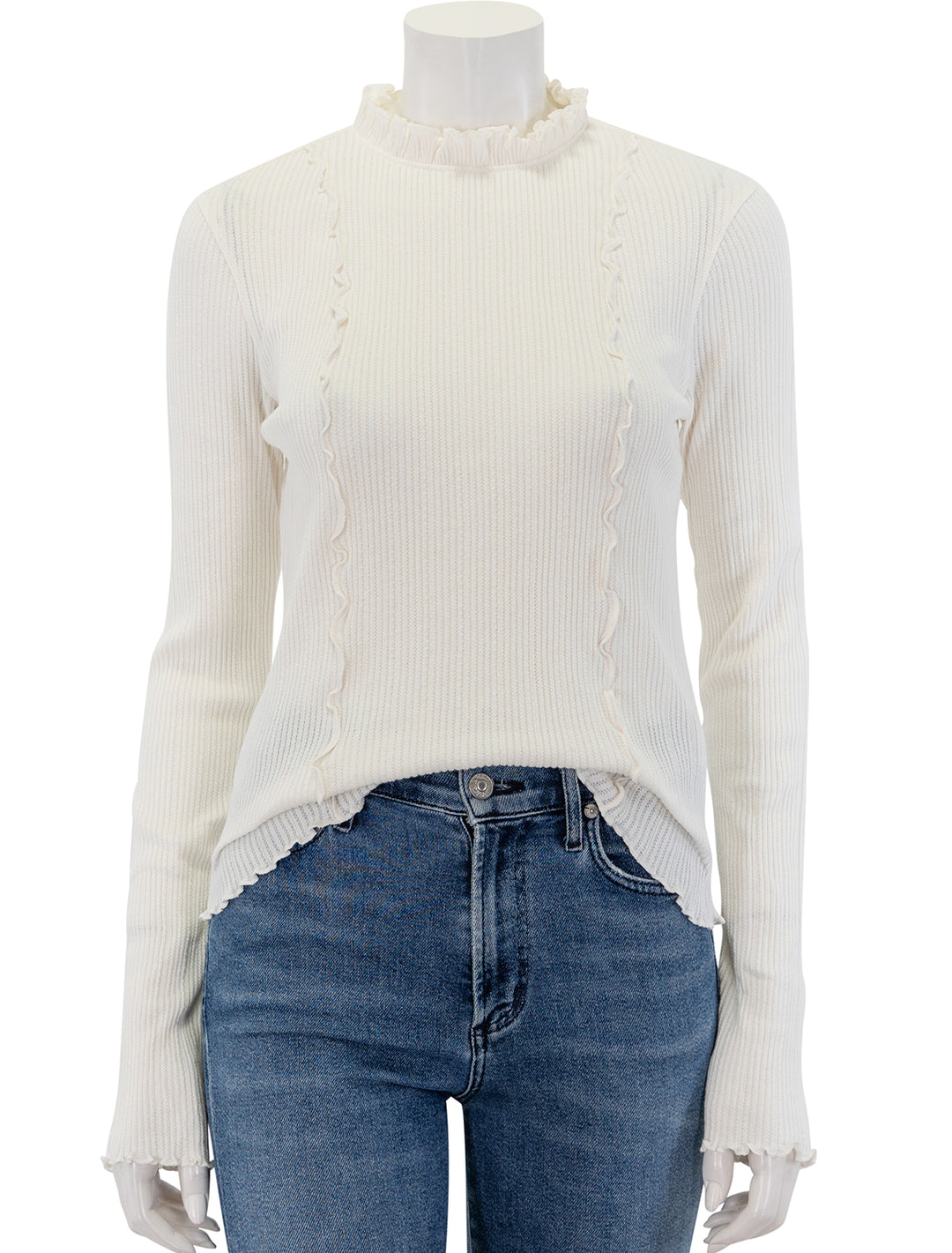 Front view of Nation LTD's gizelle long sleeve top in porcelain.