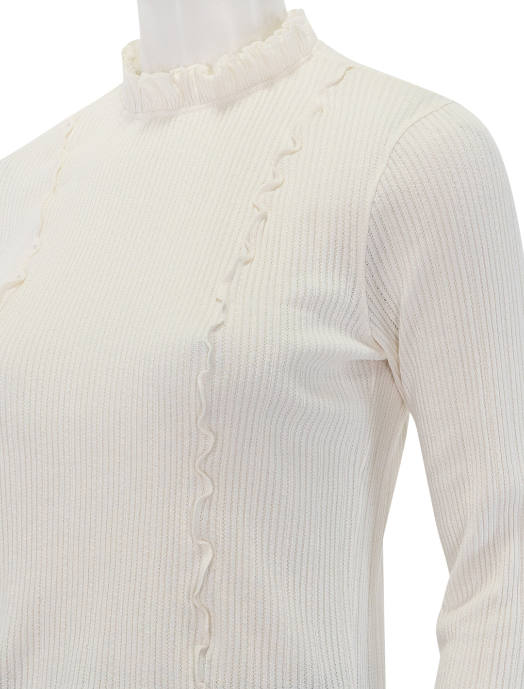 Close-up view of Nation LTD's gizelle long sleeve top in porcelain.