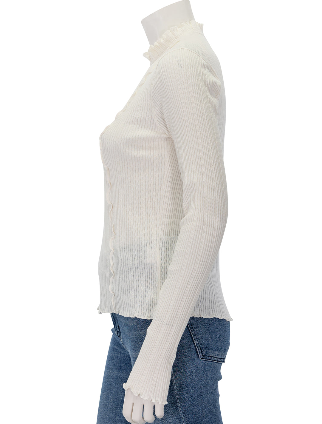 Side view of Nation LTD's gizelle long sleeve top in porcelain.