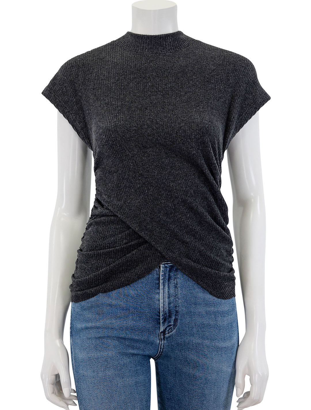 Front view of Nation LTD's khloe top in dark charcoal.