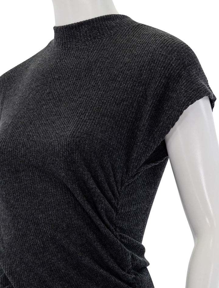 Close-up view of Nation LTD's khloe top in dark charcoal.