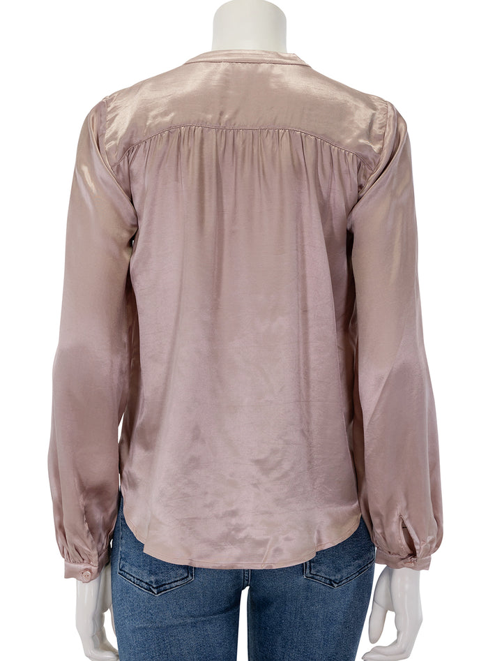 Back view of Nation LTD's trishia shirred blouse in whisper.