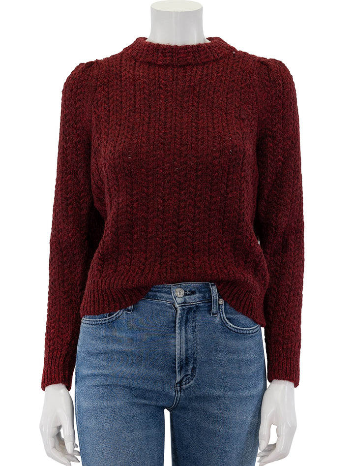 Front view of Nation LTD's eboni mock neck sweater in danish red.