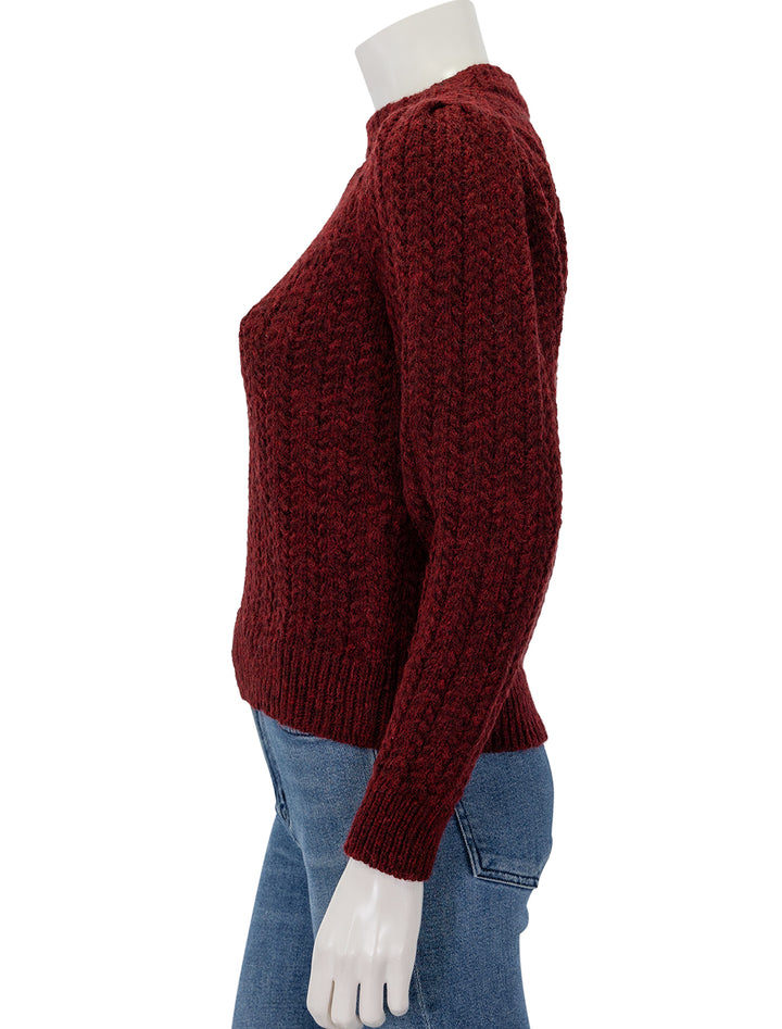 Side view of Nation LTD's eboni mock neck sweater in danish red.