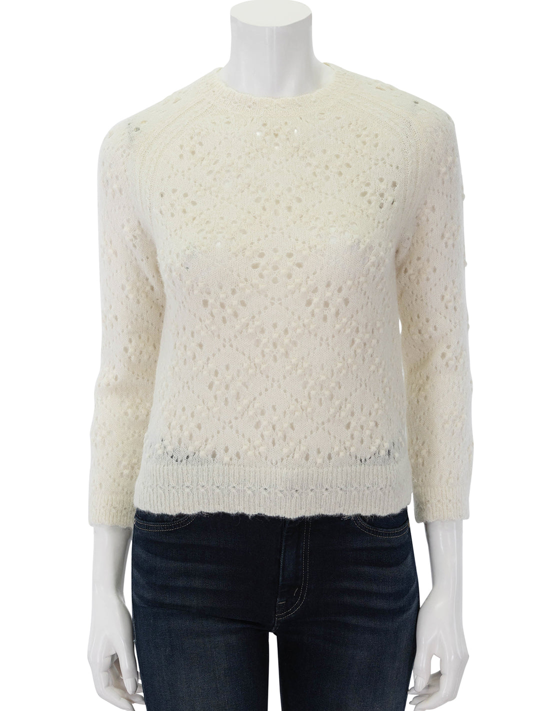 Front view of Doen's emiliana sweater in ivory.