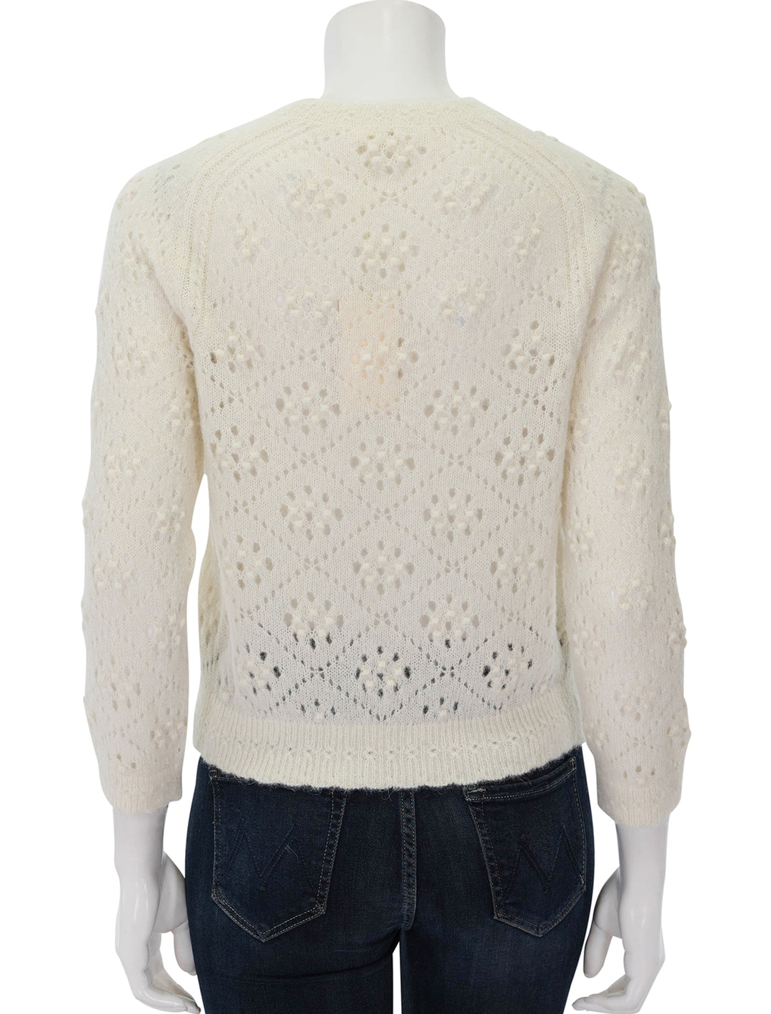 Back view of Doen's emiliana sweater in ivory.