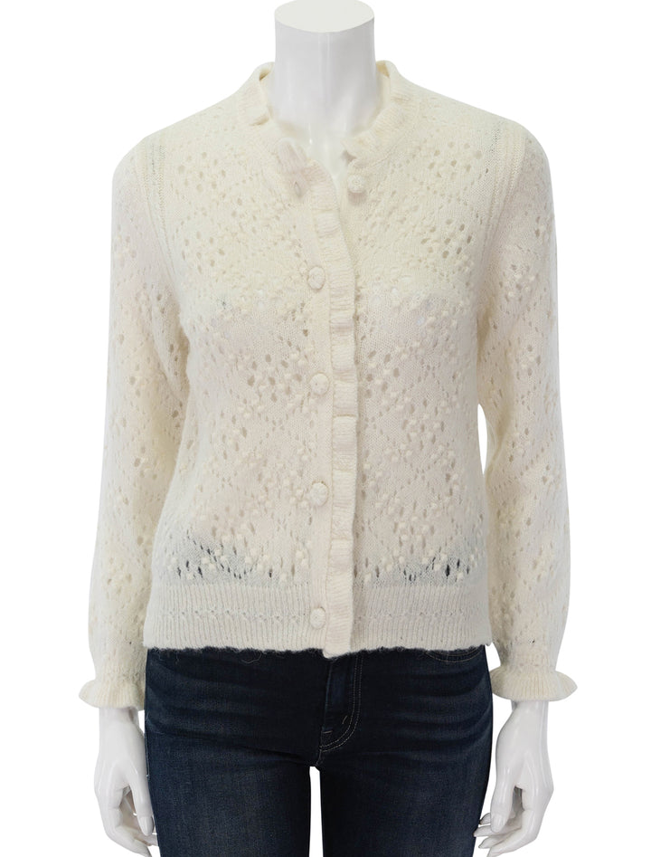 Front view of Doen's claudie cardigan in ivory.