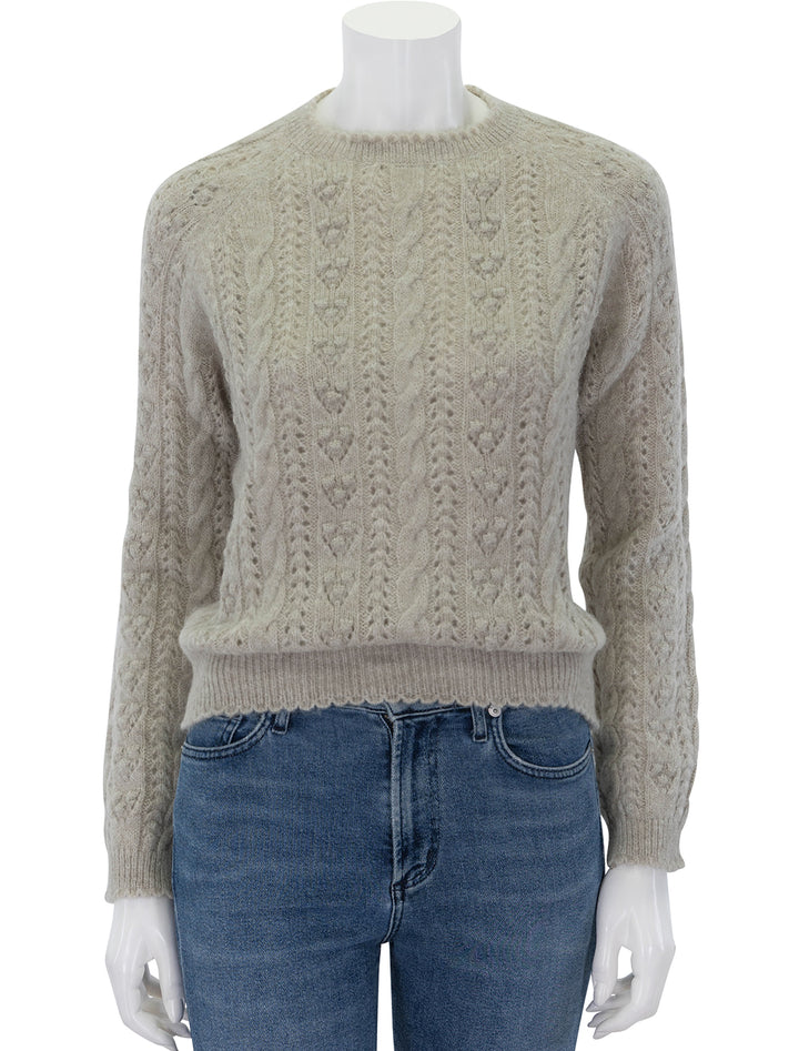 Front view of Doen's langley sweater in earl grey.