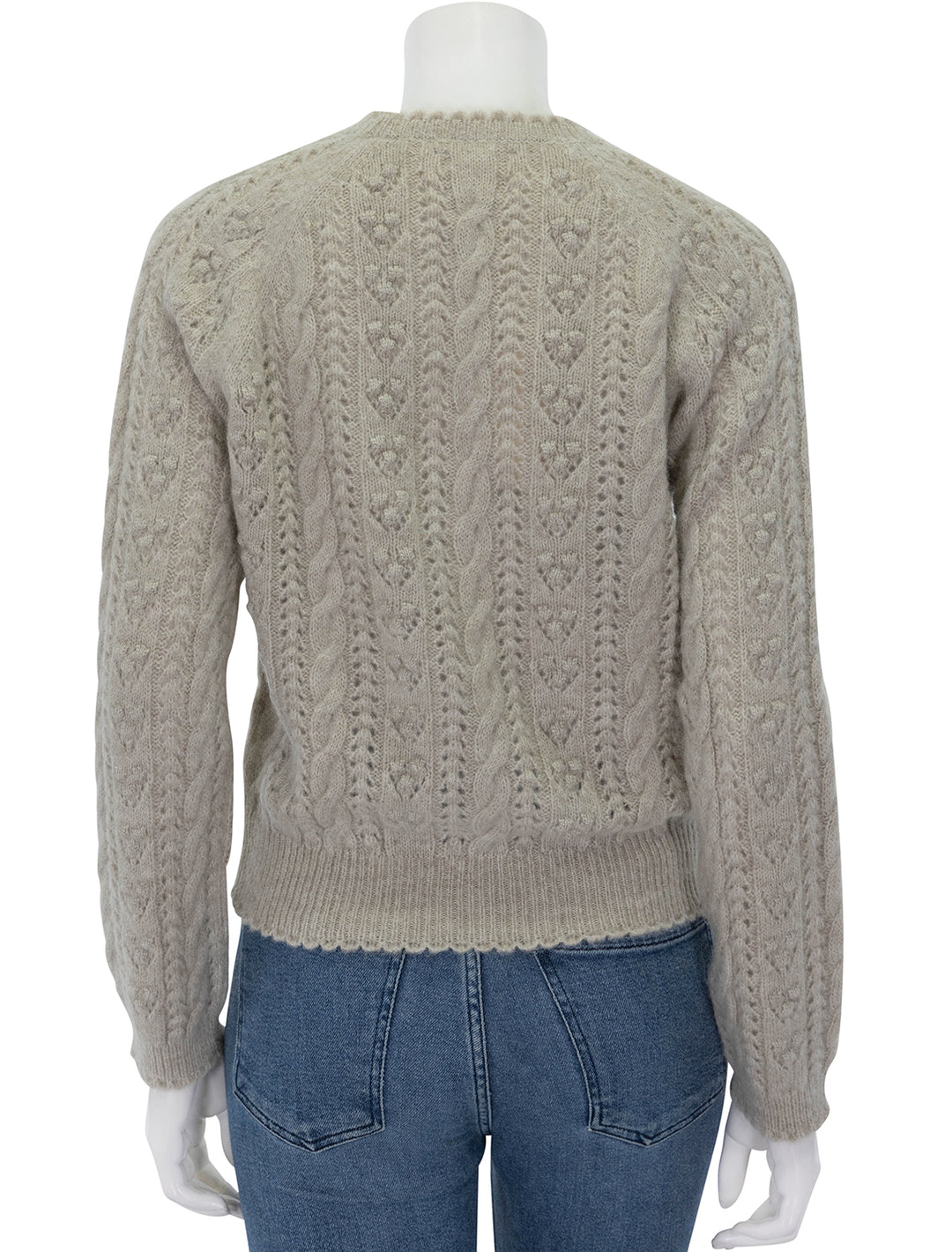 Back view of Doen's langley sweater in earl grey.