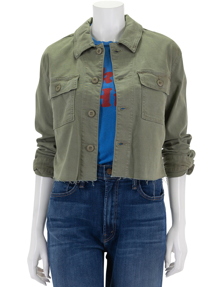 Front view of AMO's carley jacket in surplus.