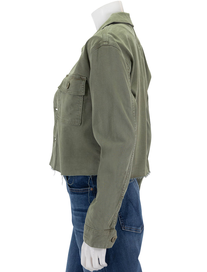 Side view of AMO's carley jacket in surplus.