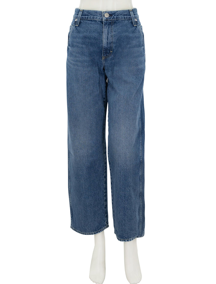 Front view of AMO's jocelyn shaped trouser jean in two timing.