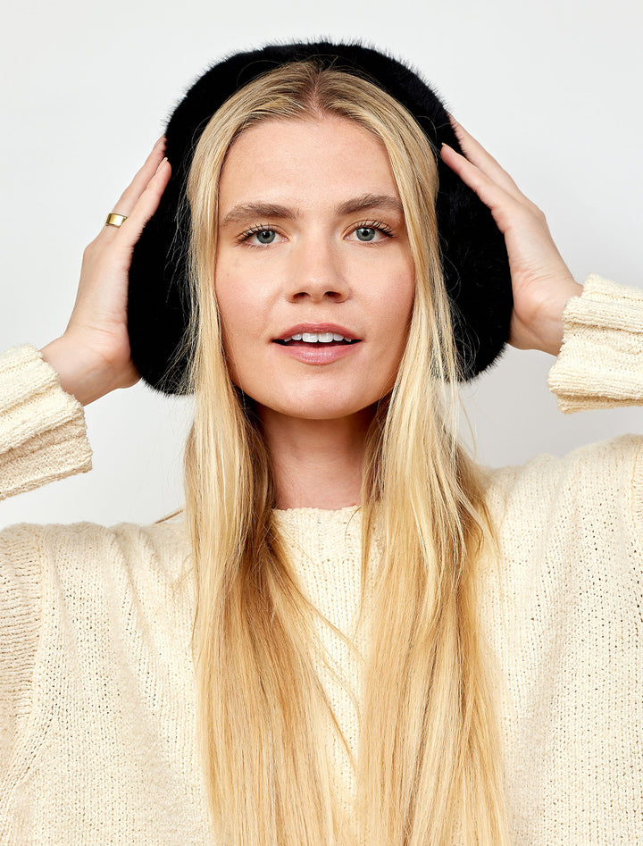 faux ear muffs in black