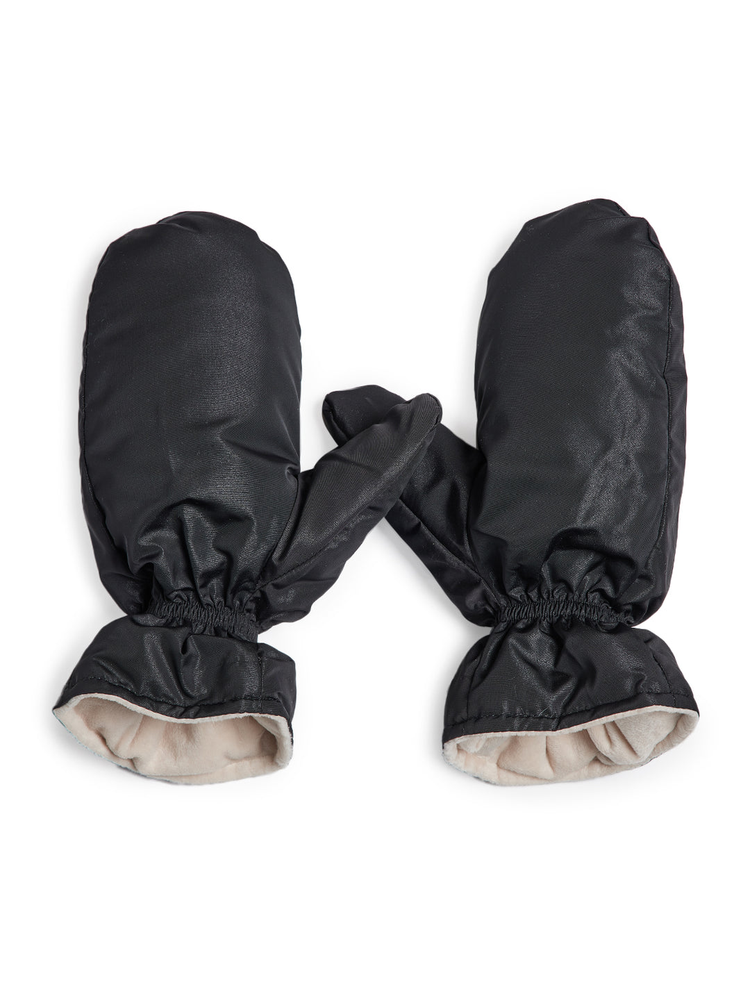 Overhead view of Hat Attack's apres ski mittens in black.