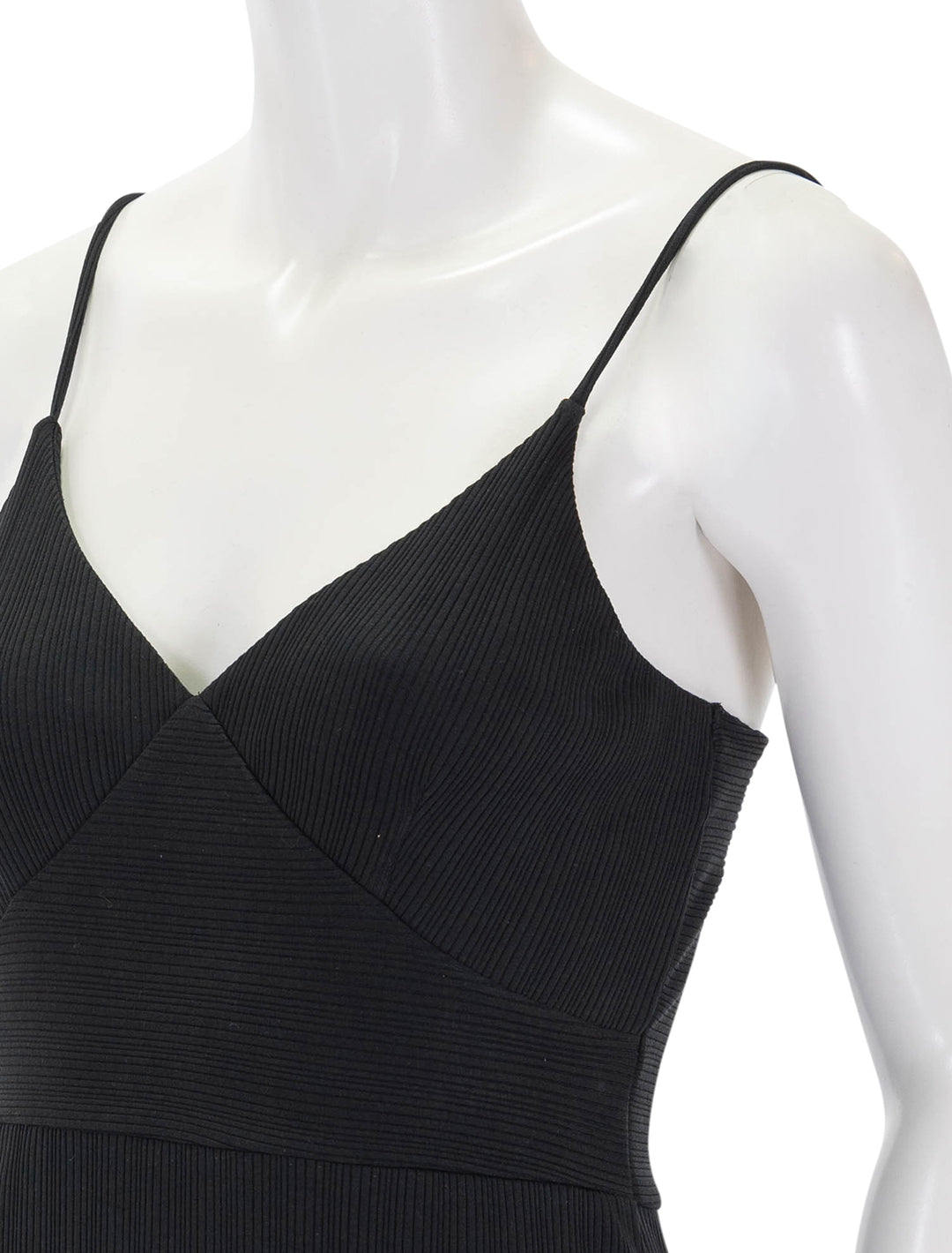 close up view of melanie rib tank dress in black