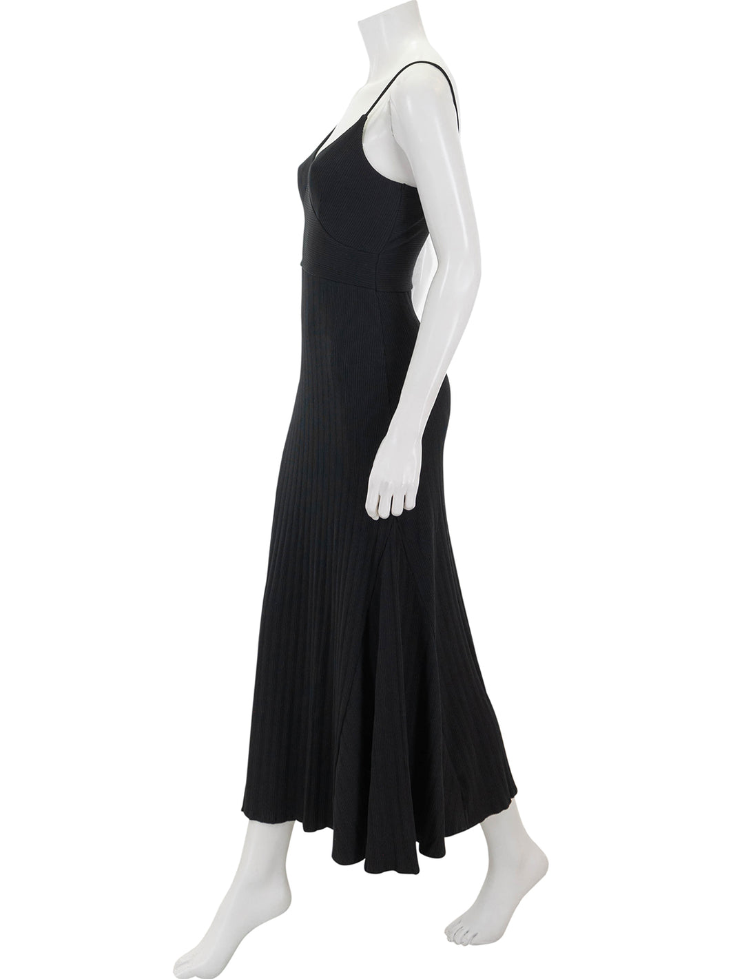 side view of melanie rib tank dress in black