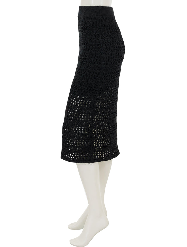 side view of driana crochet skirt in black