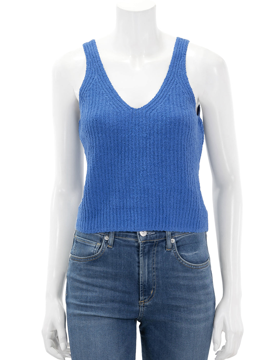 Front view of Nation LTD's cece sweater tank in palace blue.