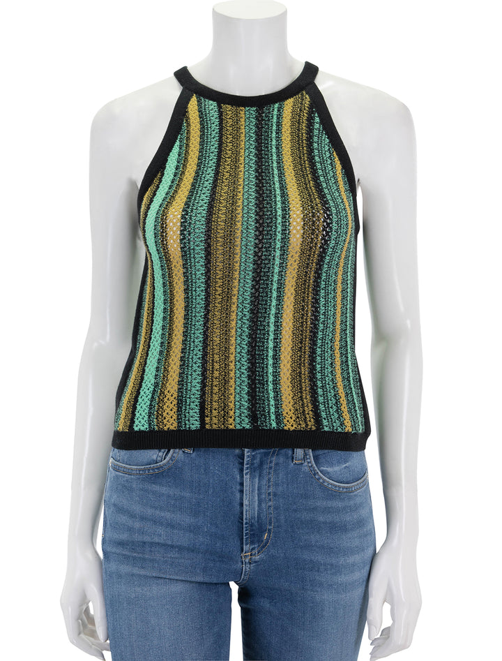 Front view of Nation LTD's mari crochet stripe halter.