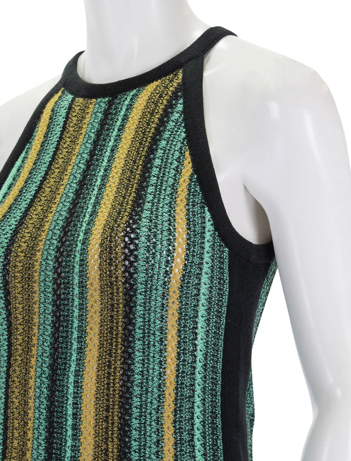 Close-up view of Nation LTD's mari crochet stripe halter.