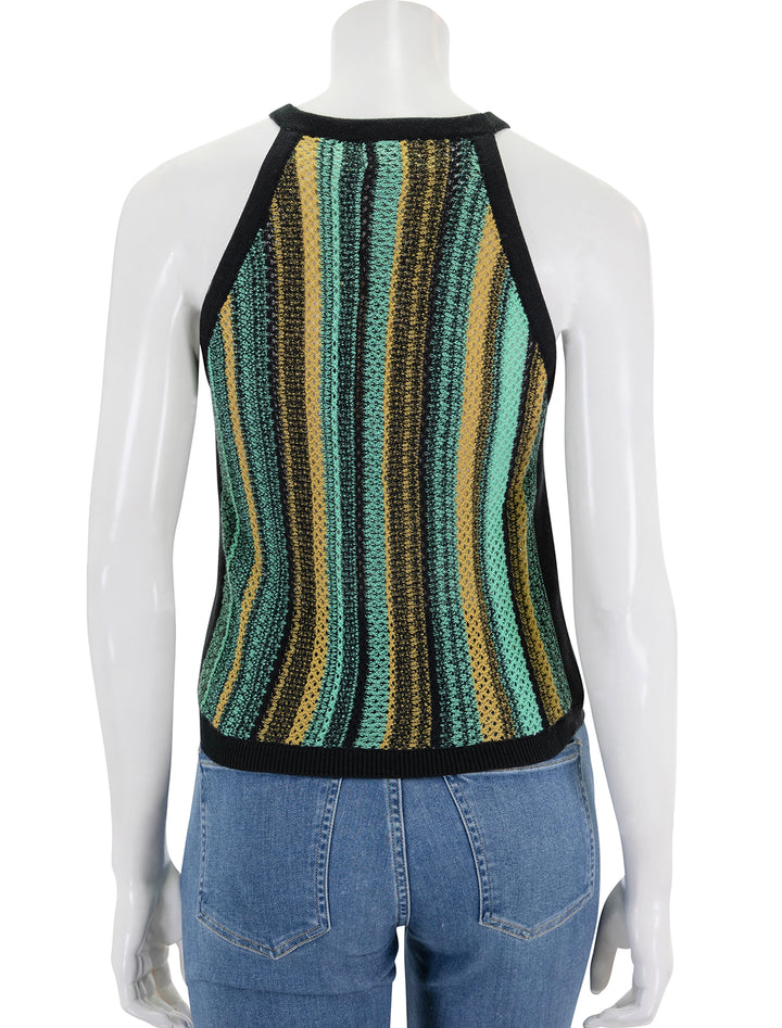 Back view of Nation LTD's mari crochet stripe halter.