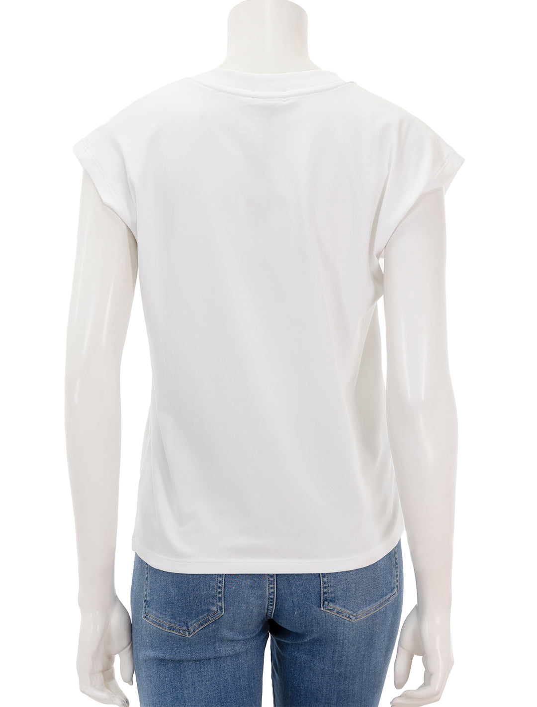 Back view of Patrick Assaraf's iconic vneck dolman tee in white.