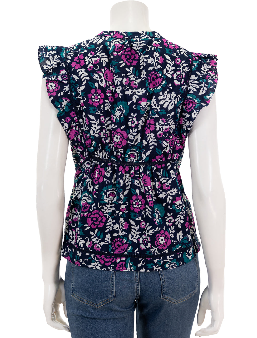 Back view of Rails' misha top in woodblock floral.