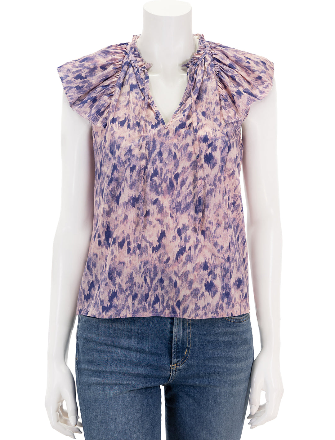 Front view of Rails' karysa top in pink ikat.