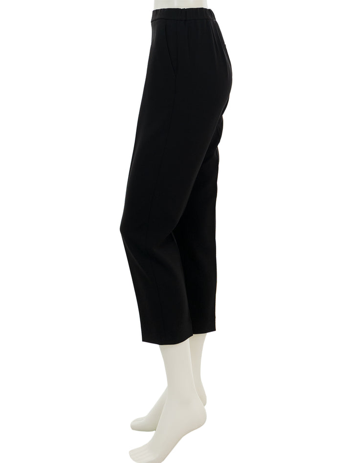 Side view of Theory's treeca pull on pant in admiral crepe black.