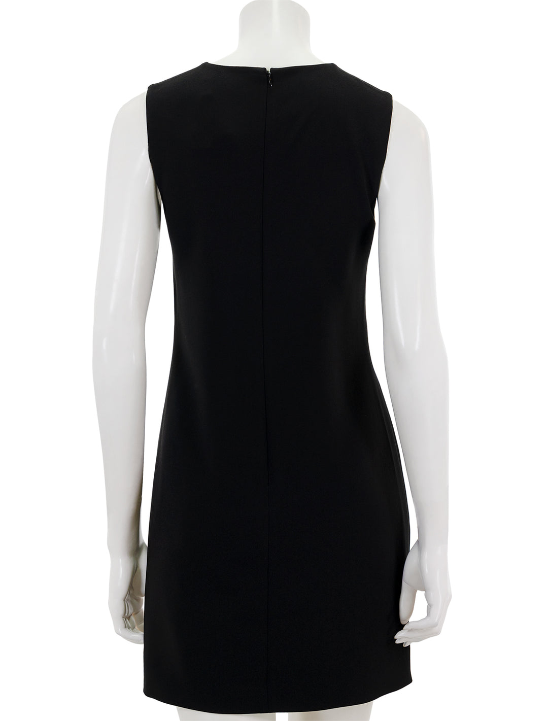 Back view of Theory's the effortless shiftdress in admirable crepe black.