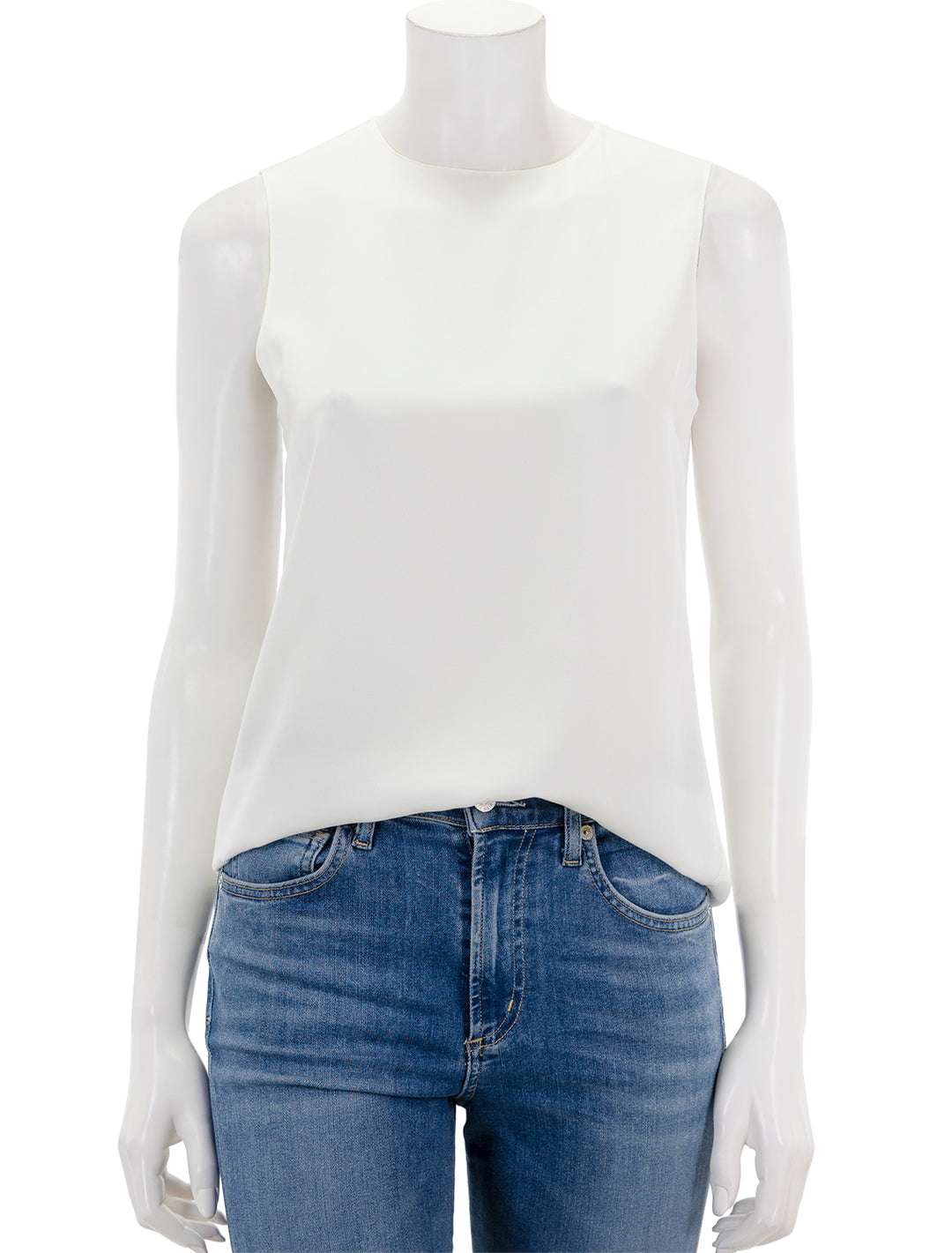 Front view of Theory's the sleeveless shell in ivory.