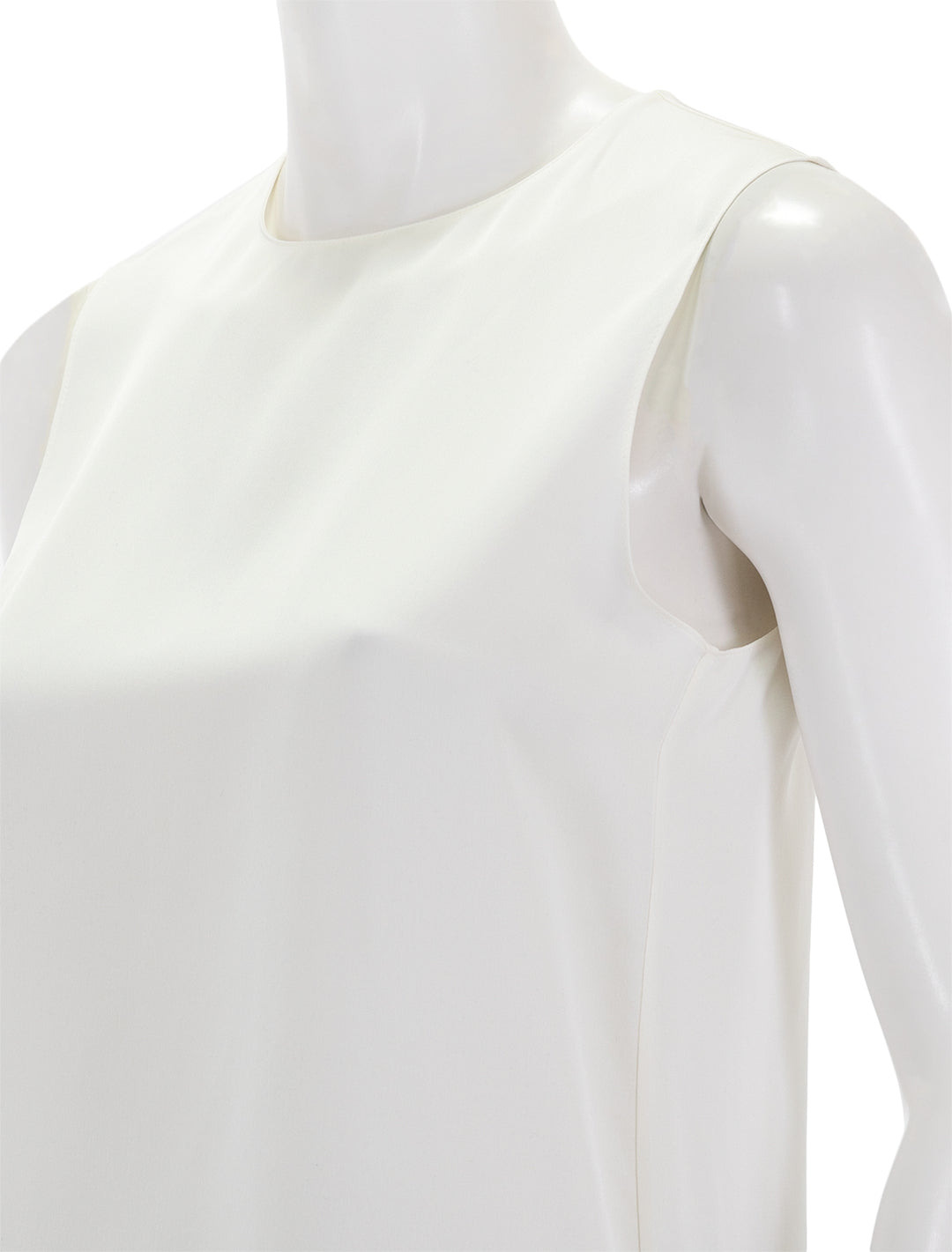 Close-up view of Theory's the sleeveless shell in ivory.