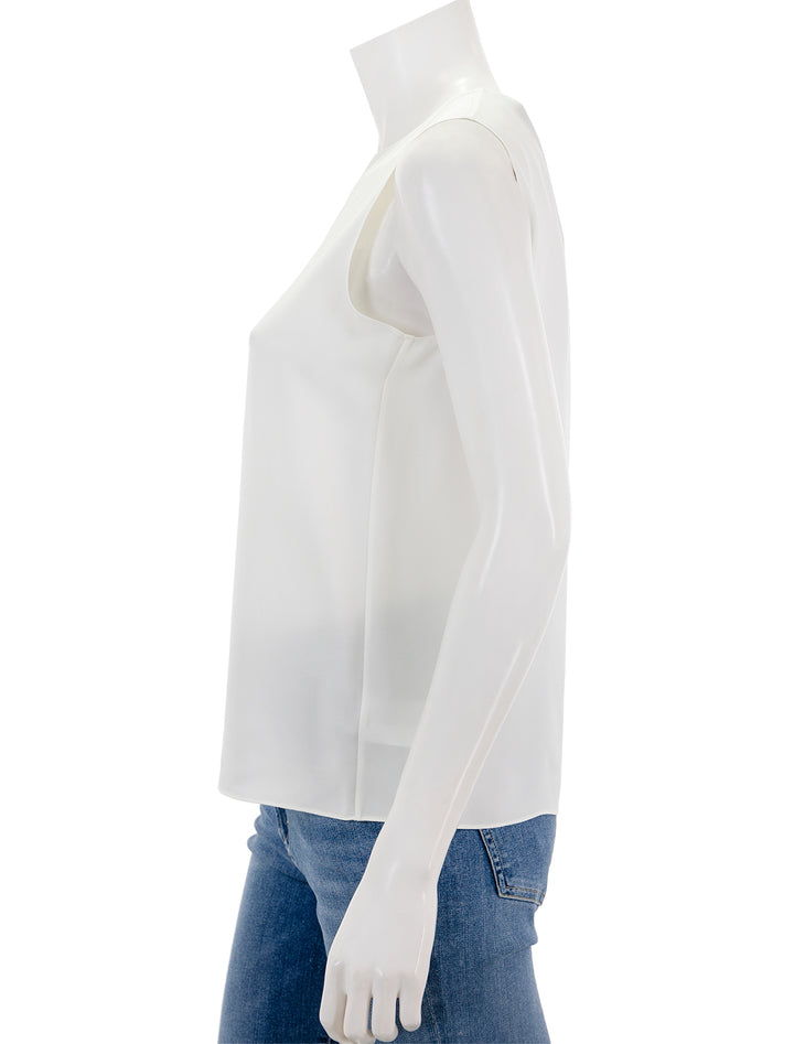 Side view of Theory's the sleeveless shell in ivory.