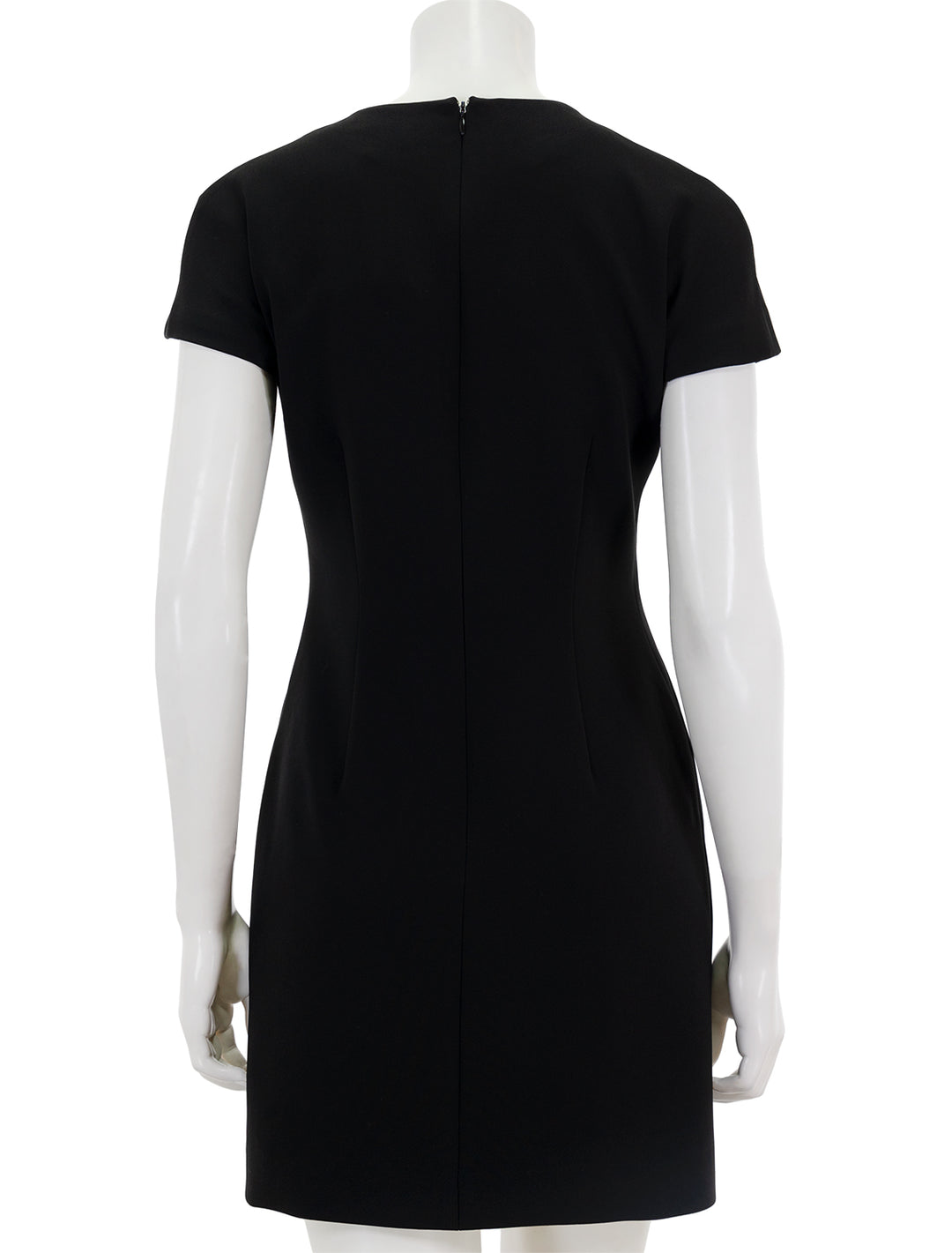 Back view of Theory's dolman short sleeve admirable crepe dress in black.