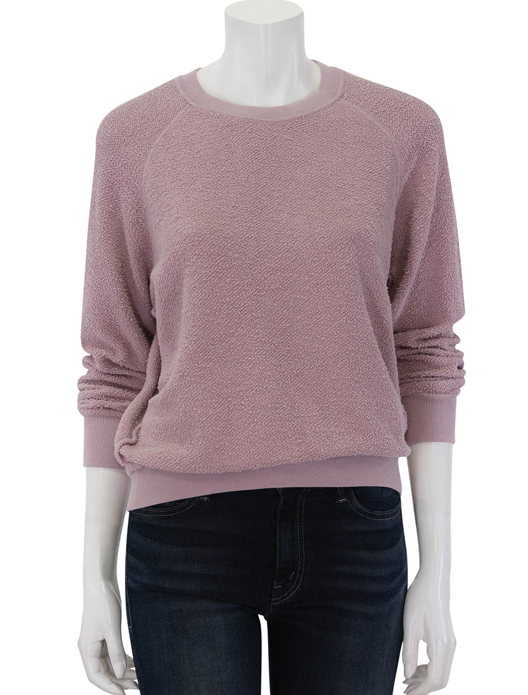 Front view of Perfectwhitetee's ziggy sweatshirt in mauve.