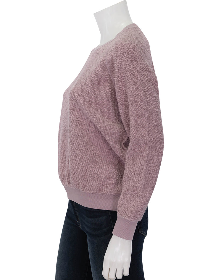 Side view of Perfectwhitetee's ziggy sweatshirt in mauve.