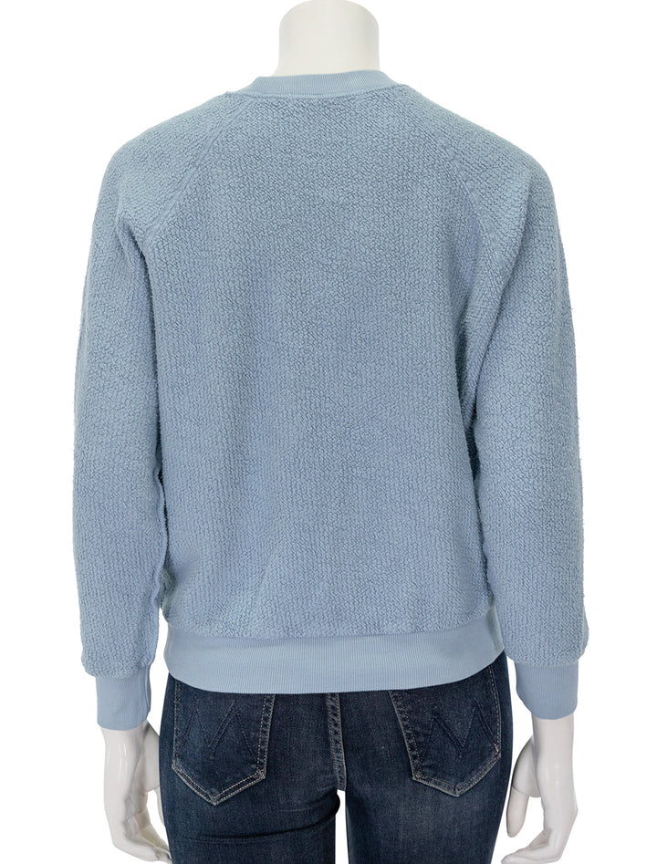 Back view of Perfectwhitetee's ziggy sweatshirt in mountain blue.