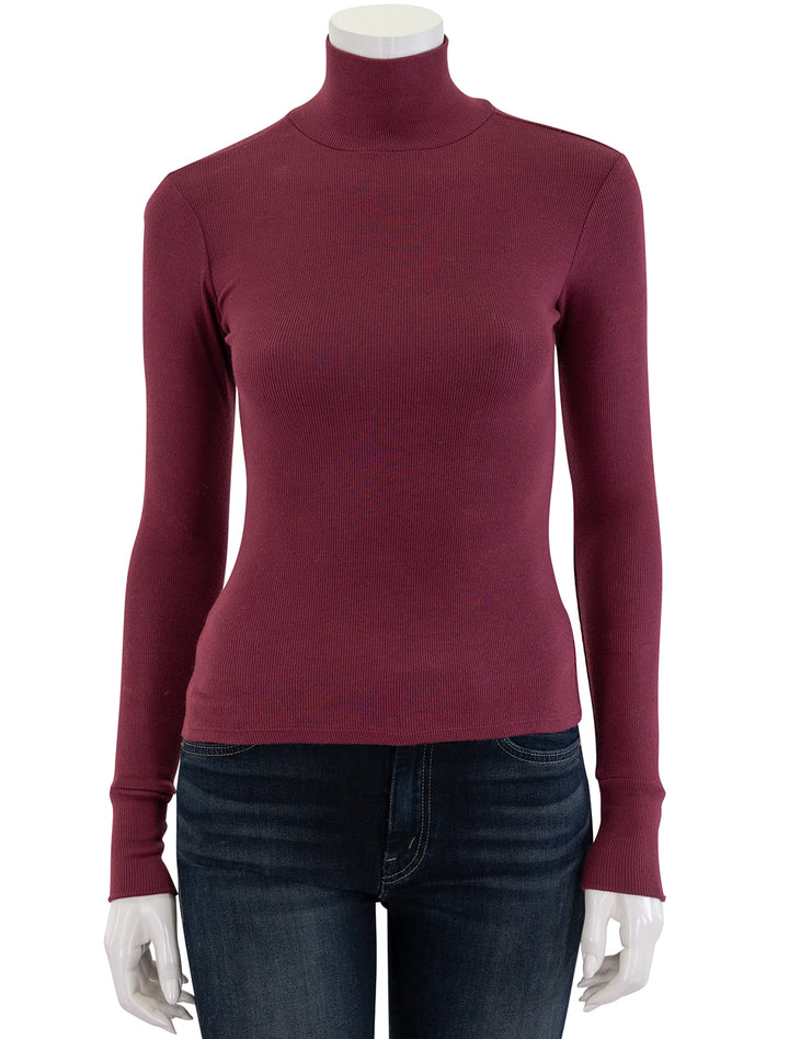 hayden luxe ribbed turtleneck in cranberry