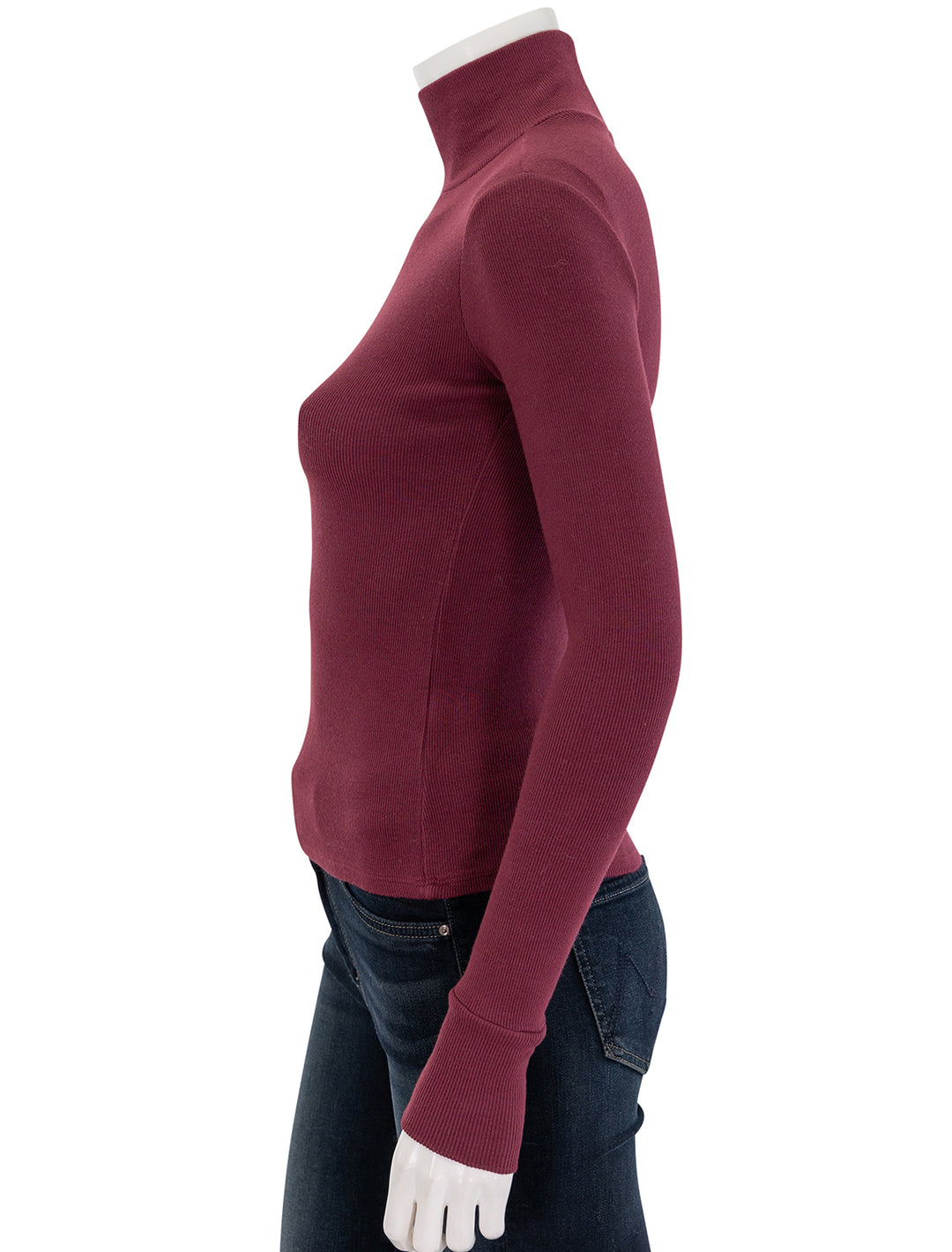 hayden luxe ribbed turtleneck in cranberry