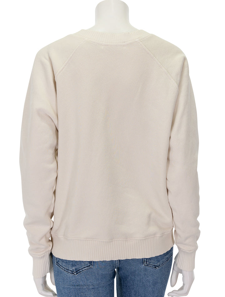 Back view of Perfectwhitetee's dakota v-neck sweatshirt in sugar.