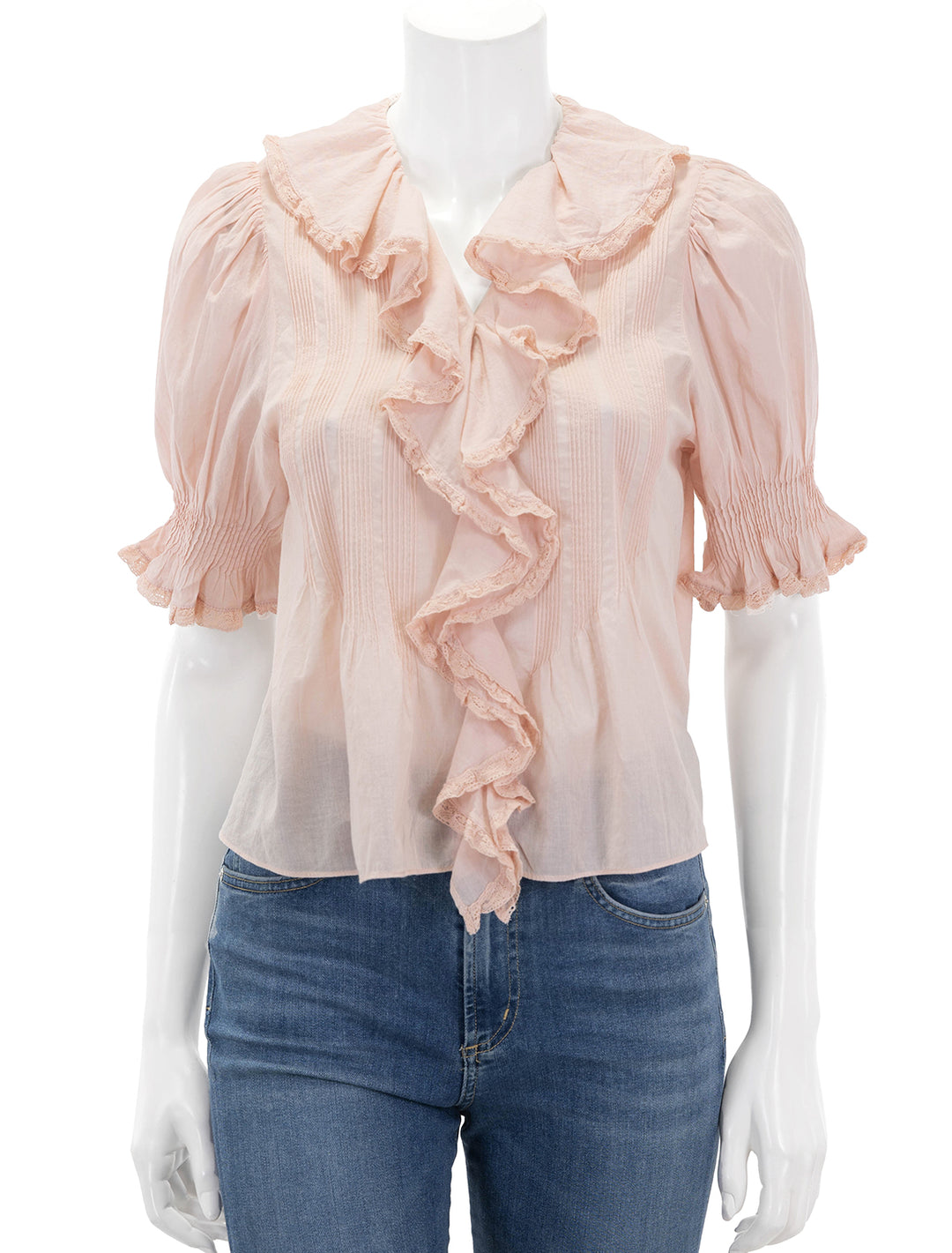 Front view of DOEN's henri top in blush.